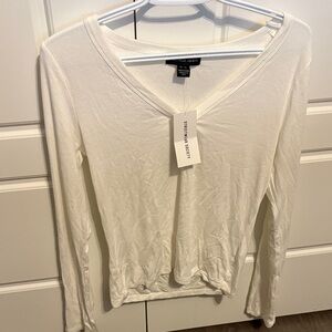 Urban Planet White V-Neck Long Sleeve Top